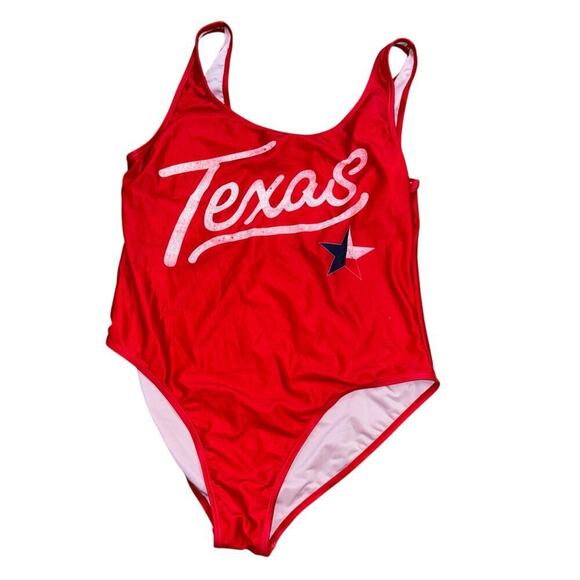Creative Apparel Other - Texas One Piece Red Swimsuit Women’s L Lone Star Americana Swim Beach Vacation